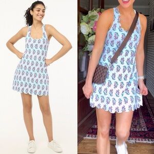 J. Crew Scalloped Active Dress Size Large Blue Floral Athleisure Casual.   13